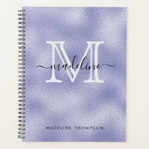 Modernes Skript Sehr Peri Lila Foil Monogram Planer