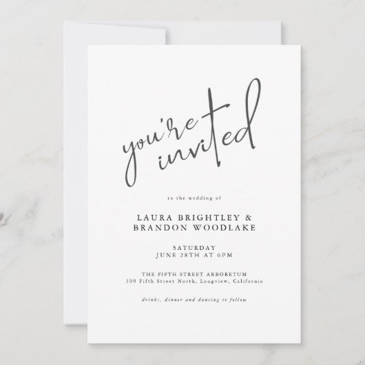 Modernes Skript Sie sind zu unserer Hochzeit einge Einladung (Vorderseite)