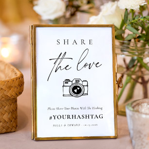 Modernes Skript teilen Sie die Liebe Wedding Hasht Poster