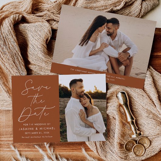 Modernes Skript Terracotta 2 Foto Save The Date