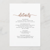 Modernes Skript Terracotta Hochzeitsdetails Begleitkarte (Vorderseite)