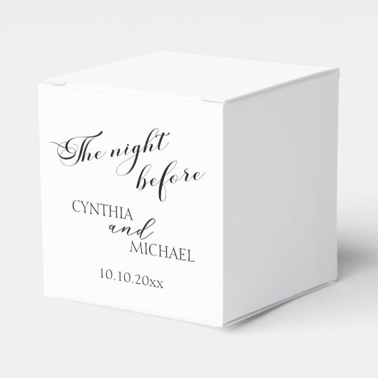 Modernes Skript "The Night Before" Hochzeit Geschenkschachtel (Vorderseite)