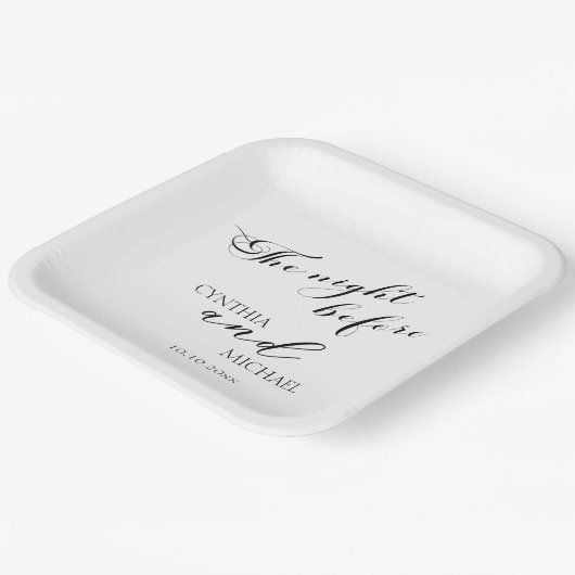 Modernes Skript "The Night Before" Hochzeit Pappteller (Gewinkelt)