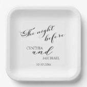 Modernes Skript "The Night Before" Hochzeit Pappteller (Vorderseite)