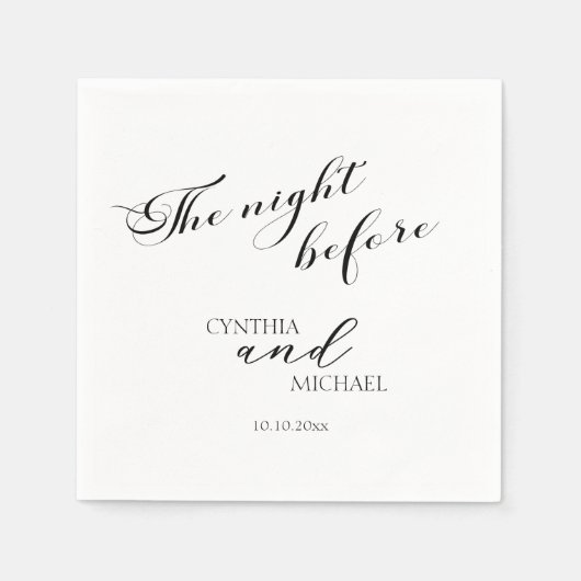 Modernes Skript "The Night Before" Hochzeit Serviette (Vorderseite)