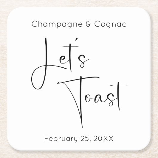 Modernes Skript Toast-Polterabend Rechteckiger Pappuntersetzer (Vorderseite)