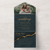 Modernes Skript Türkis Agate Wedding All in One Einladung (Innen Boden)