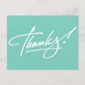 Modernes Skript Türkis Danke Karte (Vorderseite)