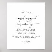 Modernes Skript Unplugged Zeremony Sign Poster (Vorne)