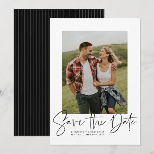 Modernes Skript-vertikales Foto Save the Date