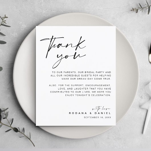 Modernes Skript Vielen Dank für Ihre Hochzeitskart