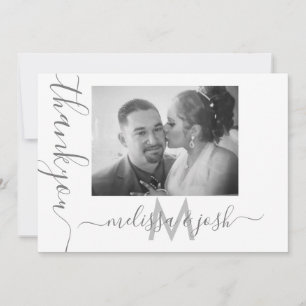 Modernes Skript Vielen Dank Hochzeitspaare Fotokar Einladung