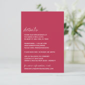 Modernes Skript Viva Magenta Minimalistische Hochz Begleitkarte (Stehend Vorderseite)