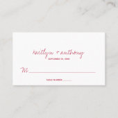 Modernes Skript Viva Magenta Minimalistische Hochz Platzkarte (Vorderseite)