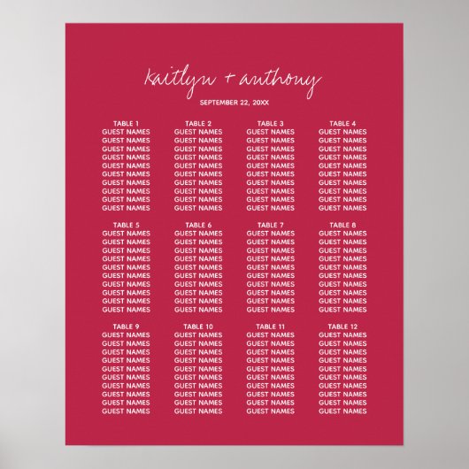 Modernes Skript Viva Magenta Minimalistische Hochz Poster (Vorne)