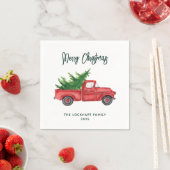 Modernes Skript Weihnachten Red Truck Urlaubspapie Serviette (Beispiel)