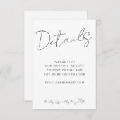 Modernes Skript White Wedding Website Details QR RSVP Karte (Vorne/Hinten)