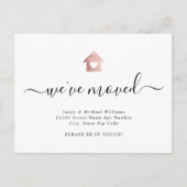 Modernes Skript Wir haben Rose Gold Zuhause Moving Ankündigungspostkarte (Vorderseite)