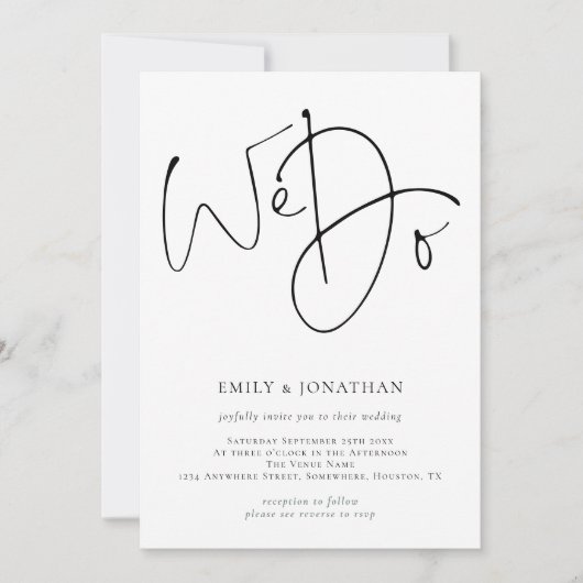 Modernes Skript wir machen QR Code Einfache Hochze Einladung (Vorderseite)