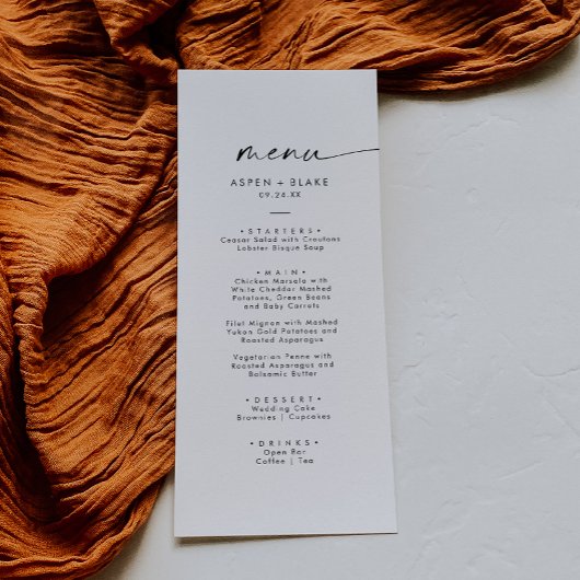 Modernes Skriptabendmenü Menükarte