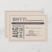 Modernes Skriptbeige & Gray Wedding RSVP (Vorne/Hinten)