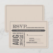 Modernes Skriptbeige & Gray Wedding RSVP Karte (Vorne/Hinten)