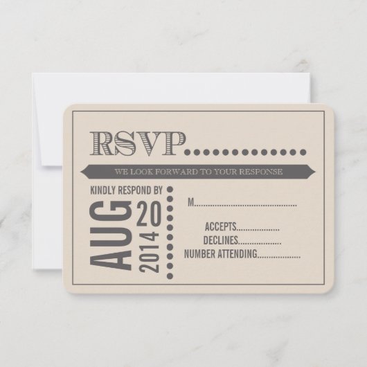 Modernes Skriptbeige & Gray Wedding RSVP Karte (Vorderseite)