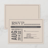 Modernes Skriptbeige & Gray Wedding RSVP Karte (Vorne/Hinten)