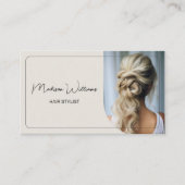 Modernes Skriptbenutzerdefiniertes Foto QR Haarsty Visitenkarte (Vorderseite)