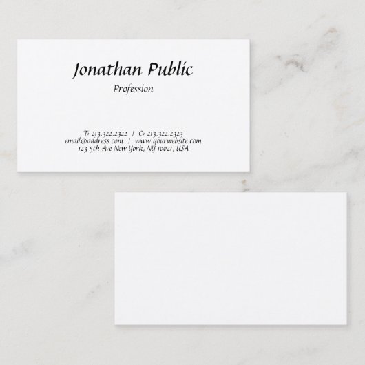 Modernes Skriptdesign Einfache Chic Moderne Schlic Visitenkarte (Vorne/Hinten)