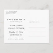 Modernes Skriptehoh-Foto Save the Date Ankündigungspostkarte (Rückseite)
