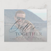 Modernes Skriptehoh-Foto Save the Date Ankündigungspostkarte (Vorderseite)