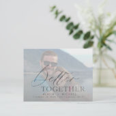 Modernes Skriptehoh-Foto Save the Date Ankündigungspostkarte (Stehend Vorderseite)