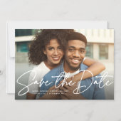 Modernes skripteinfaches Foto Save the Date Magneteinladung (Vorderseite)