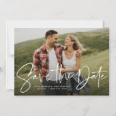 Modernes skripteinfaches Foto Save the Date Magneteinladung (Vorderseite)