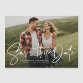 Modernes skripteinfaches Foto Save the Date Magnetkarte (Vorderseite)