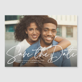 Modernes skripteinfaches Foto Save the Date Magnetkarte
