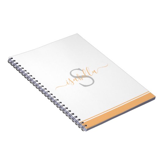 Modernes Skriptelegantes Monogramm-Peach Notizblock (Rechte Seite)