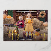 Modernes Skriptglücklich Thanksgiving-Foto Folien Feiertagskarte (Vorderseite)