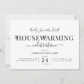 Modernes Skriptgrün-Party Einladung (Vorderseite)