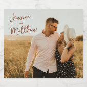 Modernes Skriptherbst-Folien Save the Date Foto Schaumweinetikett (Einzelnes Label)