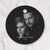 Modernes skriptives Schwarz-Weiß-Foto Geschenkanhänger (Vorderseite)