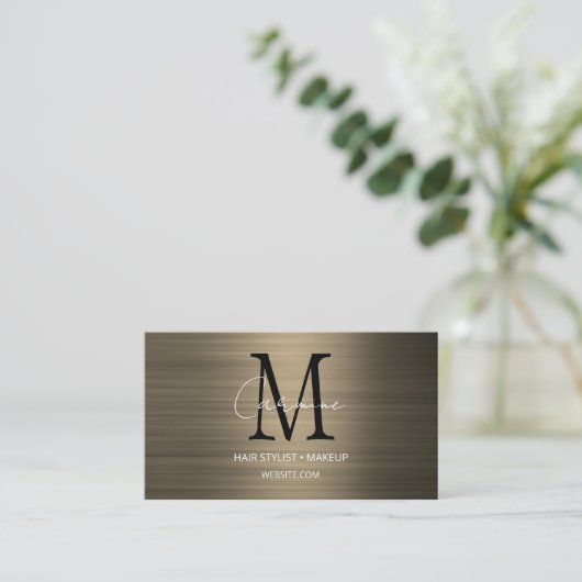 Modernes Skriptmonogramm Sepia Visitenkarte (Stehend Vorderseite)