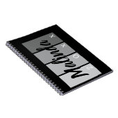 Modernes Skriptnamendesign - Schwarz & Silber-Mini Notizblock (Rechte Seite)