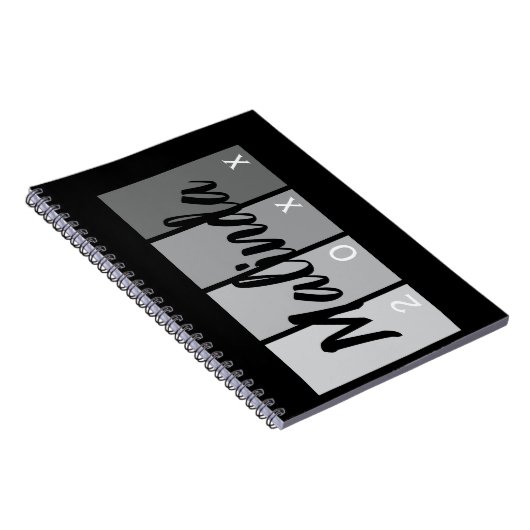 Modernes Skriptnamendesign - Schwarz & Silber-Mini Notizblock (Rechte Seite)