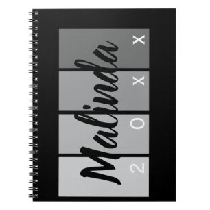Modernes Skriptnamendesign - Schwarz & Silber-Mini Notizblock