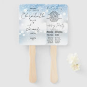 Modernes Skriptschneeflocken WinterWedding Program Fächer (Vorne und Hinten)