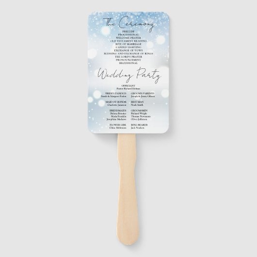Modernes Skriptschneeflocken WinterWedding Program Fächer (Rückseite)