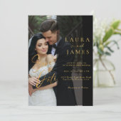 Modernes Skripttrendy Overlay-Foto Save the Date Einladung (Stehend Vorderseite)