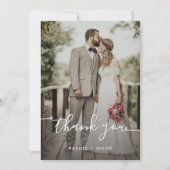 Modernes Skriptüberlagern Einfache Hochzeit mit zw Dankeskarte (Vorderseite)